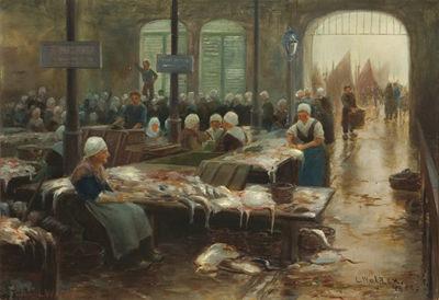 Lionel Walden The Fish Market, oil painting image